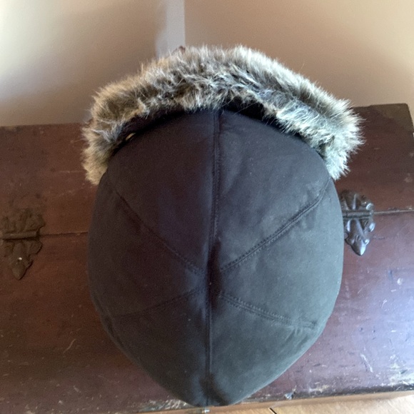 Eddie Bauer Trapper Hat Faux Fur Down Feather Black Quilted Unisex Size S/M - Picture 6 of 17